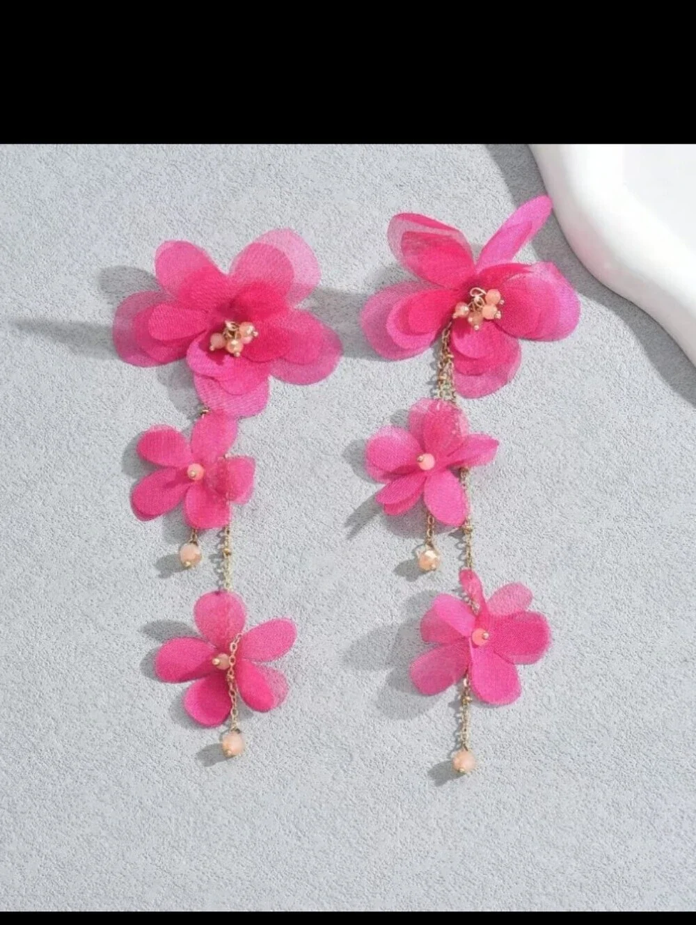Hot Pink Floral Drop Earrings